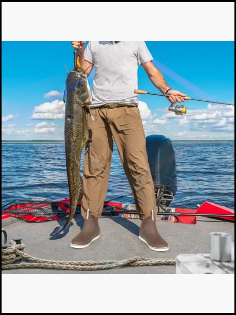 Waterproof Ankle Rain Boots for Boating Sailing Fishing Men's Rubber Deck Boots